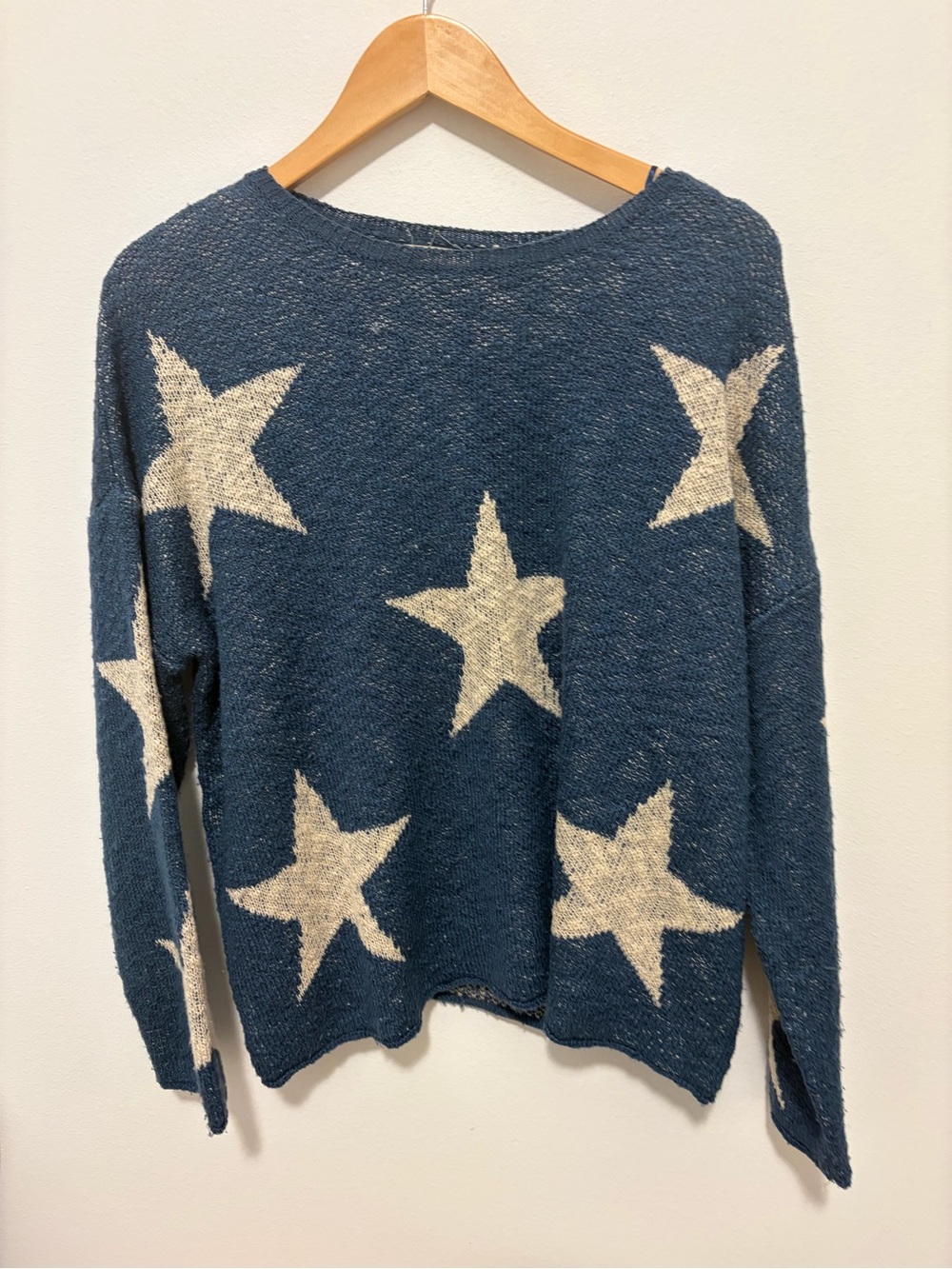 easel Navy Blue Star Crewneck Sweater